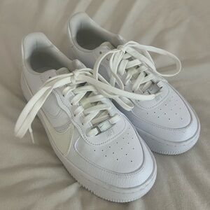 Nike Air Force 1 Platform White Leather Sneakers